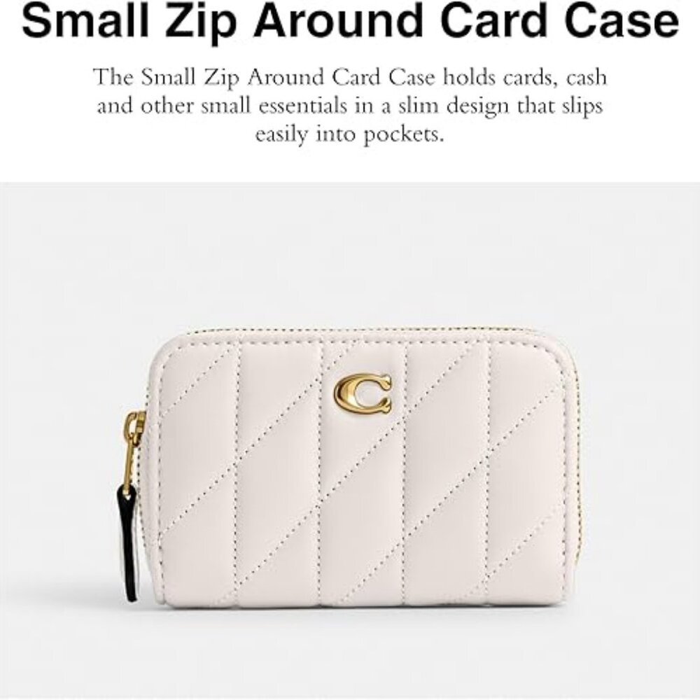 Coach Women's Quilted Pillow Leather Small Zip Around Card Case